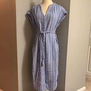 GAP Blue Button-Down Midi Dress